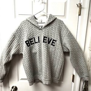 Light gray Mickey “I Believe in magic” hoodie. Size Large